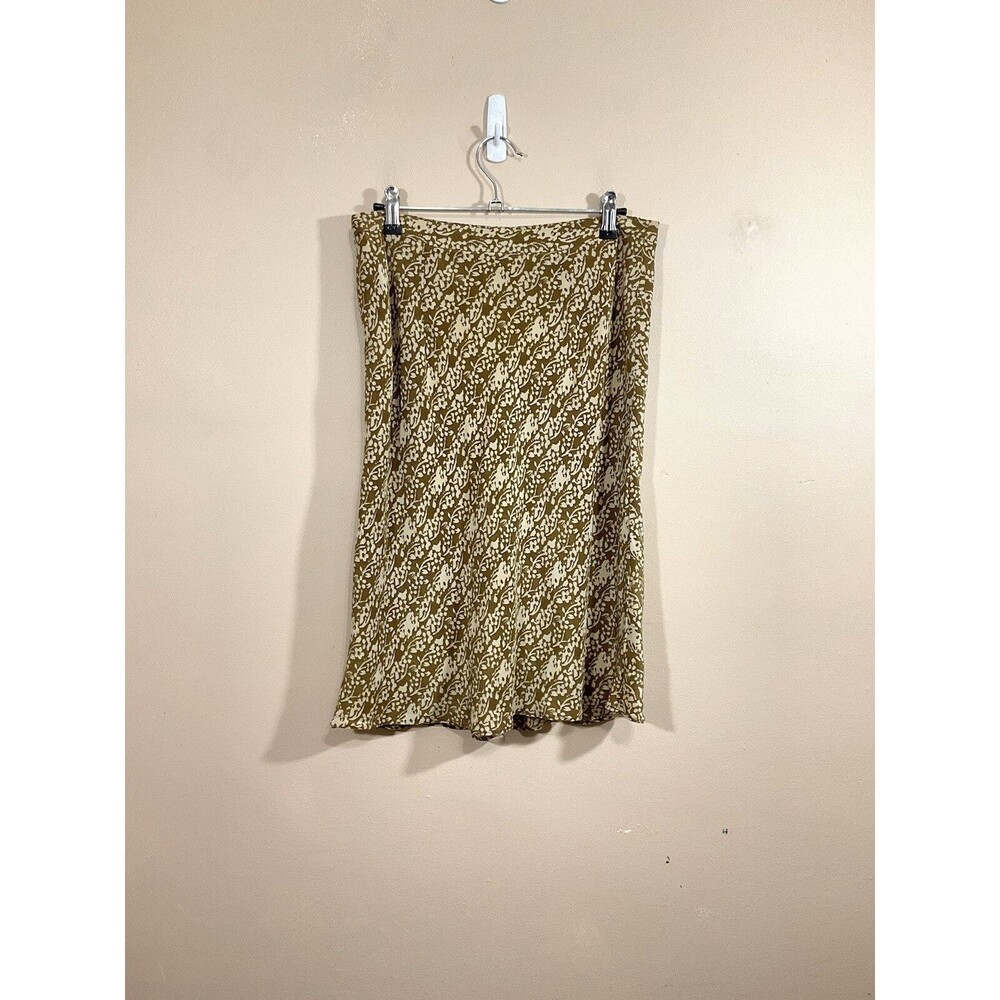 VTG Banana Republic Silk Floral Knee Length Skirt 8 Brown Y2K Fairy Boho Cottage